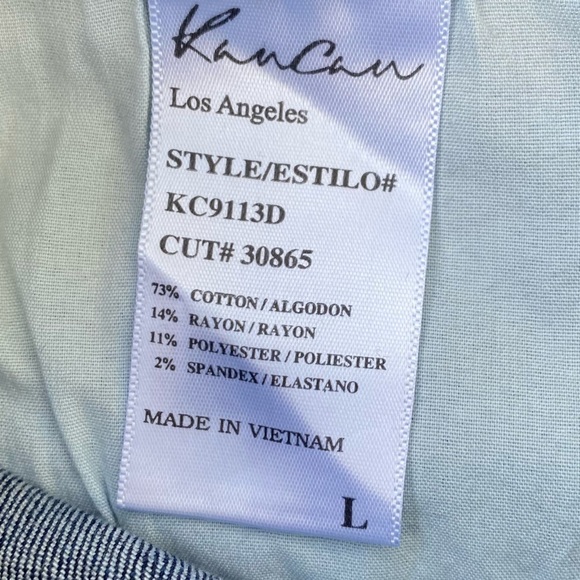 KanCan Women's Distressed Denim Button Fly High Rise Cutoff Shorts large - Picture 4 of 6